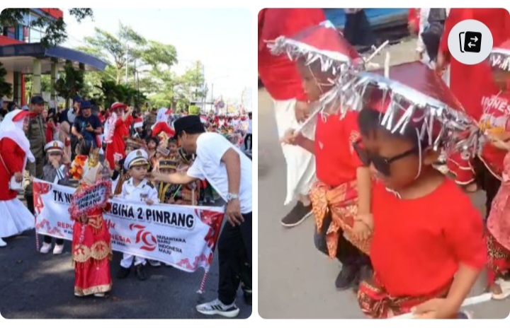 Lomba Karnaval Tingkat PAUD dan TK se Kabupaten Pinrang,  Curi Perhatian Publik Dengan Berbagai Macam Motif Kostum