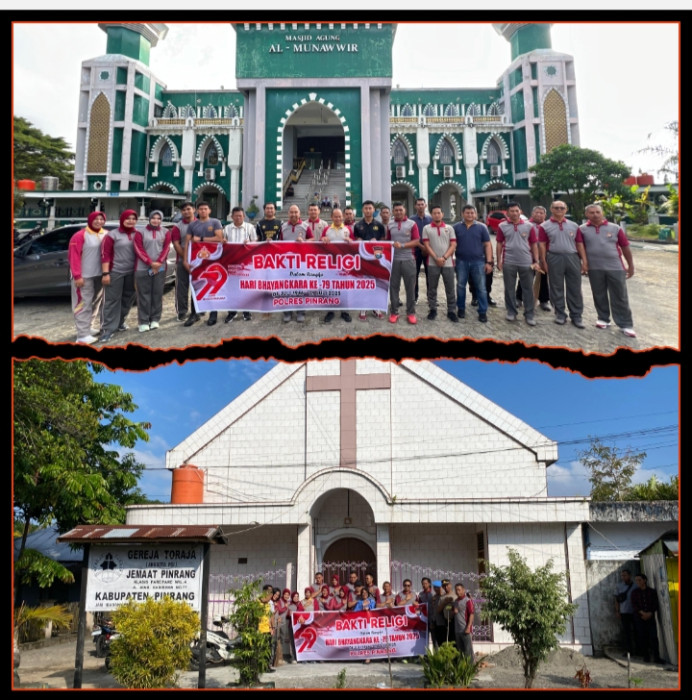 Polres Pinrang Gelar Bakti Religi di Masjid dan Gereja, Sambut HUT Bhayangkara ke-79