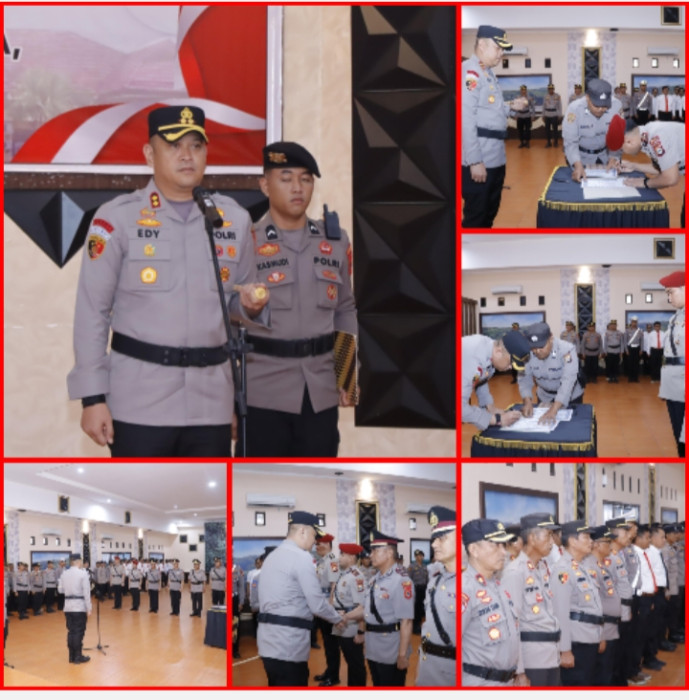 Kapolres Pinrang Pimpin Upacara Serah Terima Jabatan di Lingkup Polres Pinrang