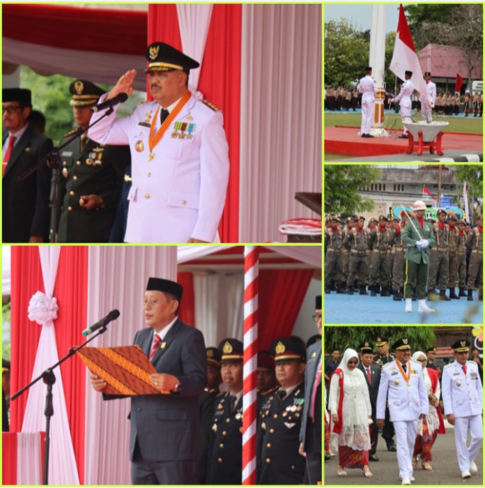 Upacara HUT RI Ke 80 Tingkat Kabupaten Pinrang, Dirangkaikan Dua Acara Penyerahan 