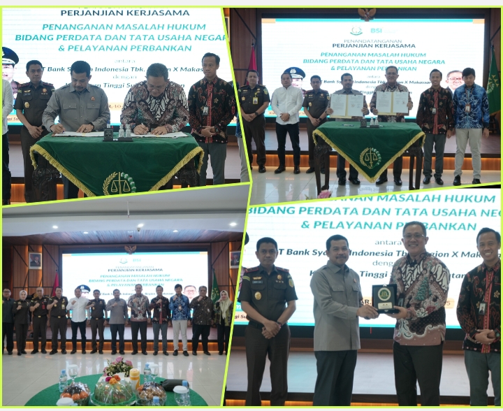 Kejati Sulsel dan Bank BSI Tandatangani Kerjasama Penanganan Masalah Hukum Serta Pelayanan Perbankan