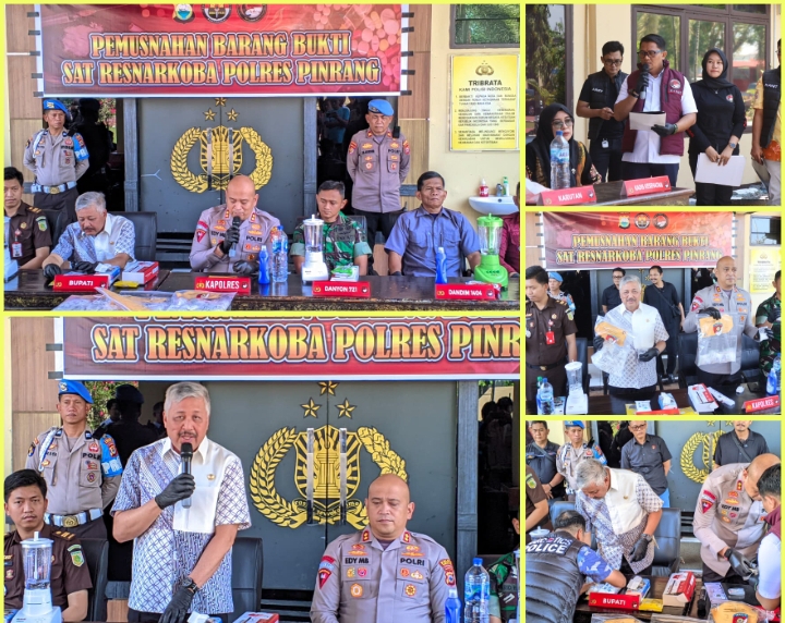 Gelar Press Rilis, Polres Pinrang Musnahkan 2 Kg Lebih Sabu